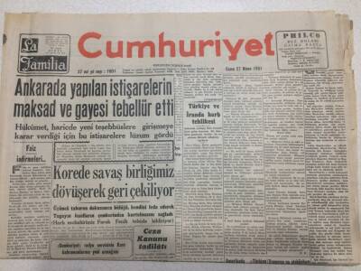 Cumhuriyet Gazetesi 27 Nisan 1951 - Ankarada Yapılan İstişarelerin Maksad Ve Gayesi Tebellür Etti GZ52685 - 1