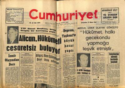 Cumhuriyet Gazetesi 27 Nisan 1966 - Alican Hükümeti Cesaretsiz Buluyor GZ59231 - 1