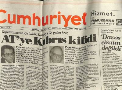Cumhuriyet Gazetesi 27 Nisan 1988 - Doğum Günü Hediyesi GZ56945 GAZETE