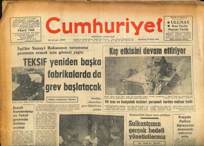 Cumhuriyet Gazetesi 27 Ocak 1969 - TEKSIF Yeniden Başka Fabrikalarda da Grev Başlatacak GZ86032 - 1