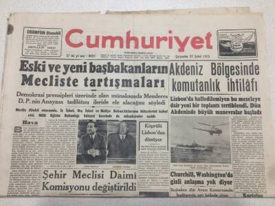 Cumhuriyet Gazetesi 27 Şubat 1952 - Adnan Menderes, Şemsettin Günaltay Tartışmaları GZ52767 - 1