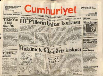 Cumhuriyet Gazetesi 27 Şubat 1992 - İngilterenin Başcasusu Artık Bir Kadın GZ69340 - 2