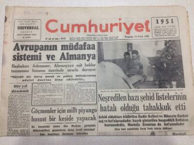 Cumhuriyet Gazetesi 28 Aralık 1950 - Avrupa nın Müdafaa Sistemi Ve Almanya GZ52668 - 1
