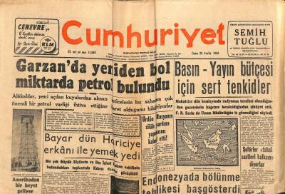 Cumhuriyet Gazetesi 28 Aralık 1956 - Süveyş Kanalı Temizlenmeye Başlandı - Garzanda Yeniden Bol Miktarda Petrol Bulundu GZ85339 - 1