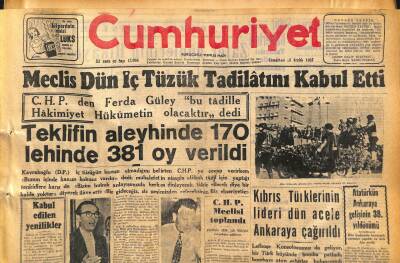 Cumhuriyet Gazetesi 28 Aralık 1957 - Kansere Karşı Yeni Bir İlaç Bulundu - Meclis Dün İç Tüzük Tadilatını Kabul Etti GZ119723 - 1