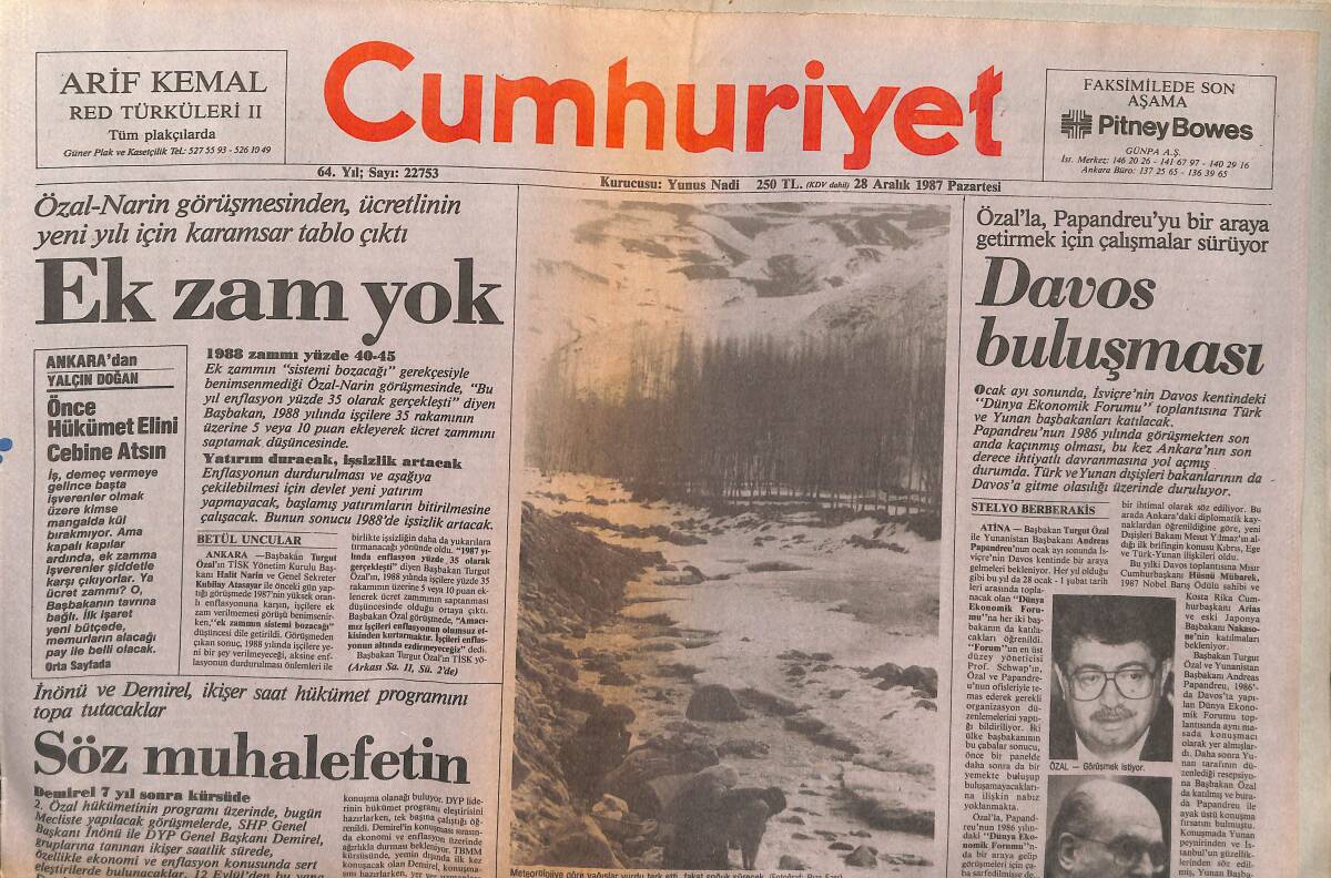 Cumhuriyet Gazetesi 28 Aralık 1987 - Corinne Hermes İstanbul'da - Beşiktaş Durdu, Galatasaray Lider Oldu GZ140024 - 1