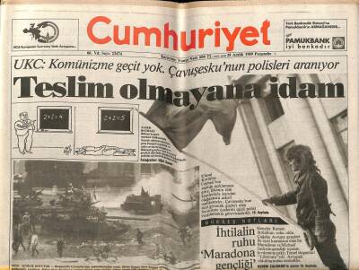 Cumhuriyet Gazetesi 28 Aralık 1989 - Çavuşeskunun Polisleri Aranıyor,Teslim Olmayan İdam GZ64422 - 1