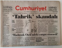 Cumhuriyet Gazetesi 28 Aralık 1994 - Madımak Otelindeki Yangın Sönmedi , Tahrikle Suçlanan Aziz Nesin Aklandı GZ13815 - 1