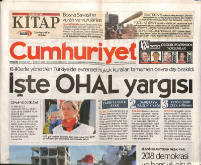 Cumhuriyet Gazetesi 28 Aralık 2017 - Eski Cumhurbaşkanı Gülün KHK Eleştirisine AKPden Sıfır Tolerans GZ94581 - 1
