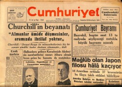 Cumhuriyet Gazetesi 28 Ekim 1944 - Mağlub Olan Japon Filosu Hala Kaçıyor GZ69841 - 2