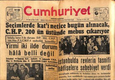 Cumhuriyet Gazetesi 28 Ekim 1957 - İnönü Dün Gece Seçime Fesad Karıştırıldığını İddia Etti GZ85399 - 1