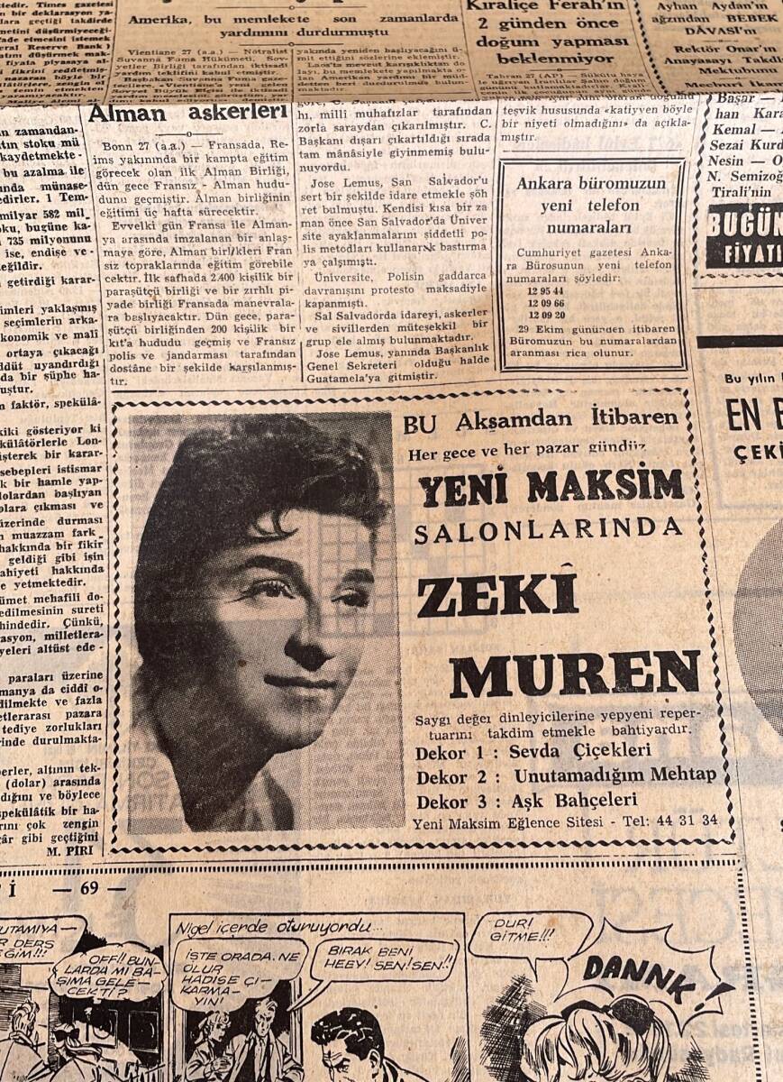 Cumhuriyet Gazetesi 28 Ekim 1960 - Menderes Hadiselerin Mesuliyetini Askerlerin Üzerine Yıkmaya Başladı - Yeni Maksim Salonlarında Zeki Müren GZ152563 - 2