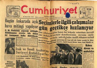 Cumhuriyet Gazetesi 28 Eylül 1957 - Irak Ve Suudi Arabistan Suriyeyi Destekliyor GZ59306 - 1