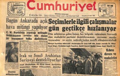 Cumhuriyet Gazetesi 28 Eylül 1957 - Irak Ve Suudi Arabistan Suriyeyi Destekliyorlar - Amerikada Zencilerin Okulları Yakılıyor GZ119654 - 1