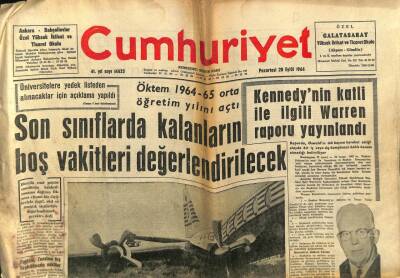 Cumhuriyet Gazetesi 28 Eylül 1964 - Bir Türk Pilotunun Büyük Başarısı GZ62414 - 1