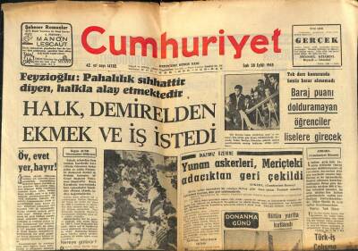 Cumhuriyet Gazetesi 28 Eylül 1965 - Yunan Askerleri , Meriçteki Adacıktan Geri Çekildi GZ85422 - 1