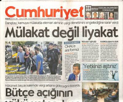 Cumhuriyet Gazetesi 28 Eylül 2017 - Danıştay , Kamuya Mülakatla Eleman Alımının Yargı Denetimini Engellediğine Karar Verdi GZ94551 - 1
