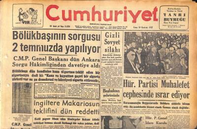 Cumhuriyet Gazetesi 28 Haziran 1957 - Doğudan Batıya Kaçanlar - İngiltere Makariosun Teklifini Dün Reddetti GZ119900 - 1