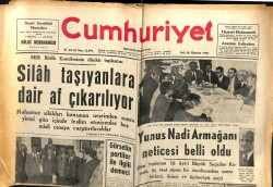 Cumhuriyet Gazetesi 28 Haziran 1960 - Silah Taşıyanlara Dair Af Çıkarılıyor GZ103097 - 1
