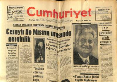 Cumhuriyet Gazetesi 28 Haziran 1965 - Cezayir İle Mısırın Arasında Gerginlik GZ59101 - 1