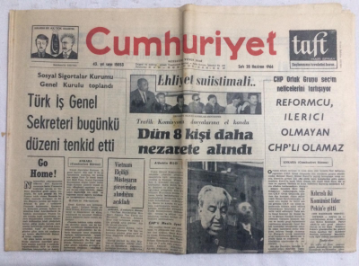 Cumhuriyet Gazetesi 28 Haziran 1966 - Reformcu İlerici Olmayan CHPli Olamaz - GZ19185 - 1