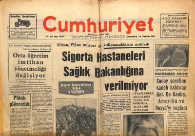 Cumhuriyet Gazetesi 28 Haziran 1967 - Sigorta Hastaneleri Sağlık Bakanlığına Verilmiyor GZ103434 - 1