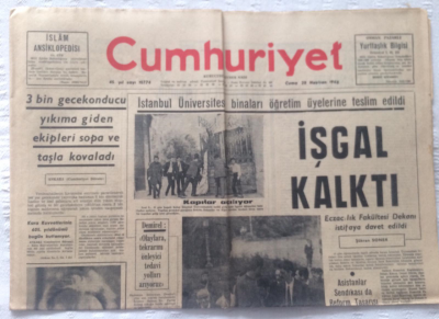 Cumhuriyet Gazetesi 28 Haziran 1968 - Kapılar Açılıyor,İşgal Kalktı - GZ19291 - 1