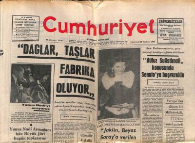 Cumhuriyet Gazetesi 28 Haziran 1969 - Yunus Nadi Armağanı İçin Büyük Jüri Bugün Toplanıyor GZ85009 - 1