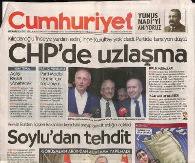 Cumhuriyet Gazetesi 28 Haziran 2018 - Bahçeli , Genel Başka Yardımcısı Sefer Aycanı Görevden Aldı GZ94558 - 1