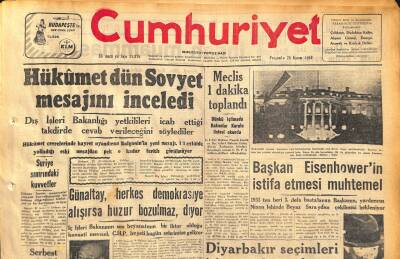 Cumhuriyet Gazetesi 28 Kasım 1957 - Başkan Eisenhowerin İstifa Etmesi Muhtemel - İstanbullular Dün Bol Bol Meyva Satın Aldılar GZ119733 - 1