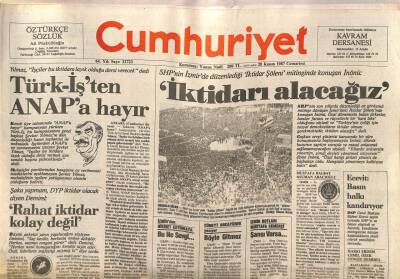 Cumhuriyet Gazetesi 28 Kasım 1987 - Alptemoçin Piyasayı Egede 4200 , Karadenizde 4400 Lira İle Açtı GZ85019 - 1