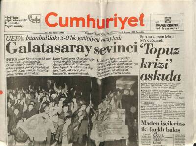 Cumhuriyet Gazetesi 28 Kasım 1988 - UEFA İstanbuldaki 5-0Lık Galibiyeti Onayladı. Galatasaray Sevinci GZ61315 - 1