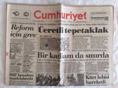 Cumhuriyet Gazetesi 28 Kasım 1989 - Kolombiyada Uçak Faciası 107 Ölü GZ73214 - 1