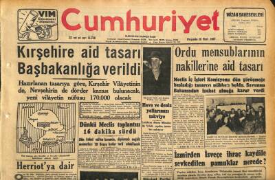Cumhuriyet Gazetesi 28 Mart 1957 - Kırşehire Aid Tasarı Başbakanlığa Verildi - Meccani Telefonlardan Ücret Alınacak GZ120818 - 1