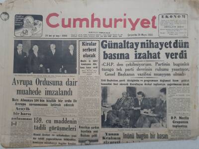 Cumhuriyet Gazetesi - 28 Mayıs 1952 - Avrupa Ordusuna Dair Muahede İmzalandı GZ112898 - 1