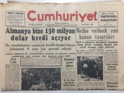 Cumhuriyet Gazetesi 28 Mayıs 1954 - Almanya Bize Kredi Açıyor GZ52459 - 1