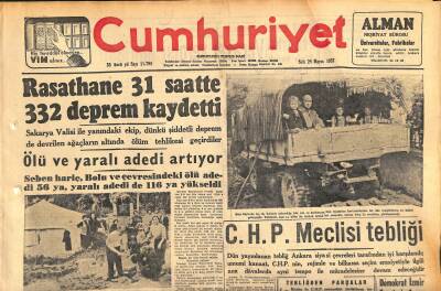 Cumhuriyet Gazetesi 28 Mayıs 1957 - Rasathane 31 Saatte 332 Deprem Kaydetti - Kıbrıslı Rumlar Taşkınlık Yapıyor GZ119910 - 1