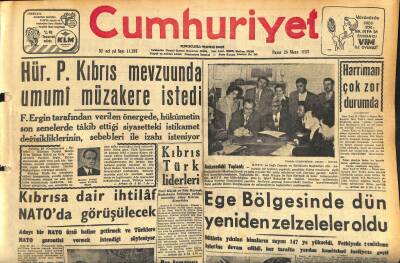Cumhuriyet Gazetesi 28 Nisan 1957 - Ege Bölgesinde Dün Yeniden Zelzele Oldu - Kibrit İthali , Kibrit Sanayiini Baltalıyacak GZ120662 - 1
