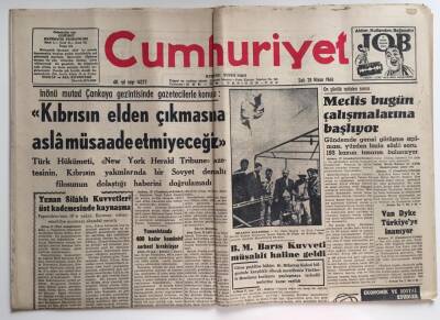 Cumhuriyet Gazetesi 28 Nisan 1964-Kıbrısın Elden Çıkmasına Asla Müsaade Etmeyeceğiz GZ6414 - 2
