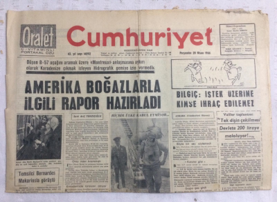 Cumhuriyet Gazetesi 28 Nisan 1966 - Amerika Boğazlarla İlgili Rapor Hazırladı - GZ19225 - 1