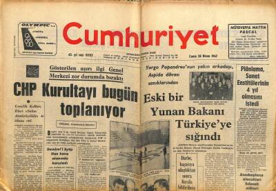 Cumhuriyet Gazetesi 28 Nisan 1967 - Darbe Başarıya Ulaştıktan Sonra Krala Bildirilmiş GZ103029 - 2
