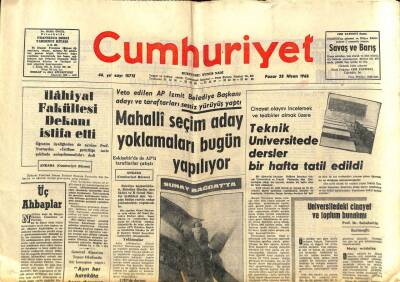 Cumhuriyet Gazetesi 28 Nisan 1968 - Teknik Üniversitede Dersler Bir Hafta Tatil Edildi GZ82519 - 1