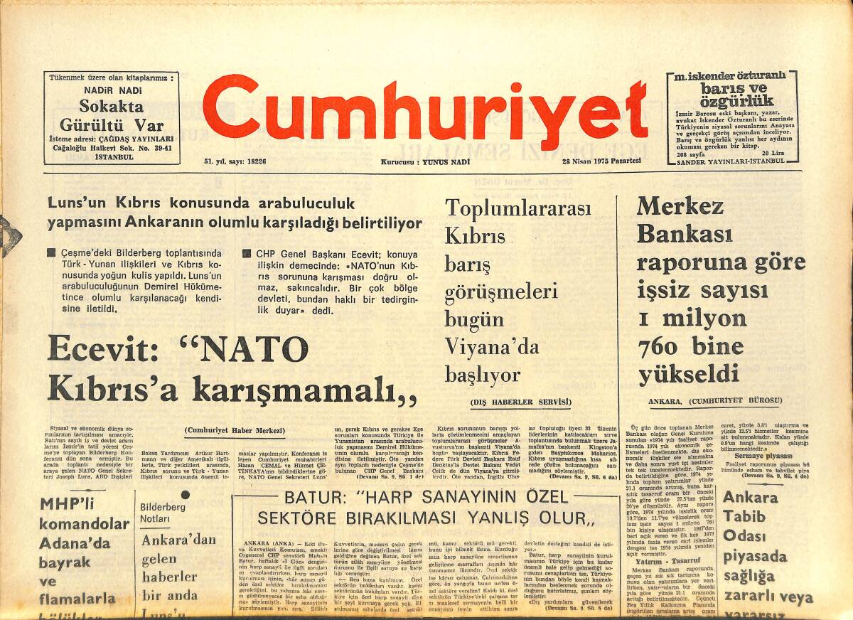 Cumhuriyet Gazetesi 28 Nisan 1975 - Fatma Girik Ve Ahmet Sezgin'in Bulunduğu Bir Topluluk Konser Vermek İçin Avrupa'ya Gidiyor GZ143623 - 1