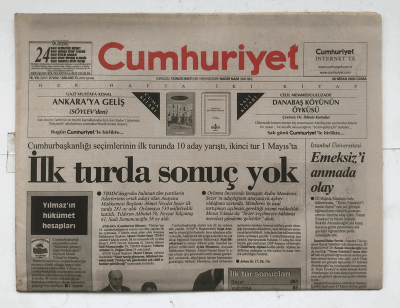Cumhuriyet Gazetesi 28 Nisan 2000 - İlk Turda Sonuç Yok GZ5766 - 2