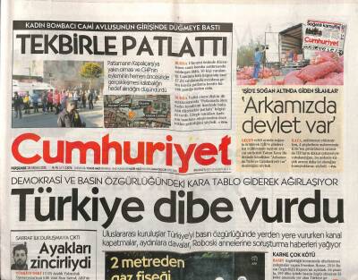 Cumhuriyet Gazetesi 28 Nisan 2016 - Işide Soğan Altında Giden Silahlar Arkamızda Devlet Var GZ94530 - 1