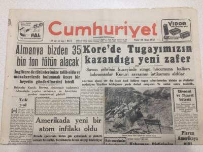 Cumhuriyet Gazetesi 28 Ocak 1951 - Korede Tugayımızın Kazandığı Zafer GZ52638 - 1
