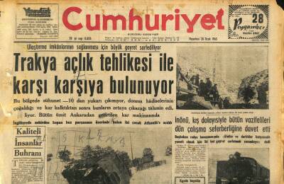 Cumhuriyet Gazetesi 28 Ocak 1963 - Trakya Açlık Tehlikesi İle Karşı Karşıya Bulunuyor GZ120585 - 1