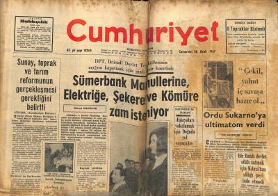 Cumhuriyet Gazetesi 28 Ocak 1967 - Sümerbank Mamullerine Elektriğe Şekere Ve Kömüre Zam İsteniyor GZ59192 - 1