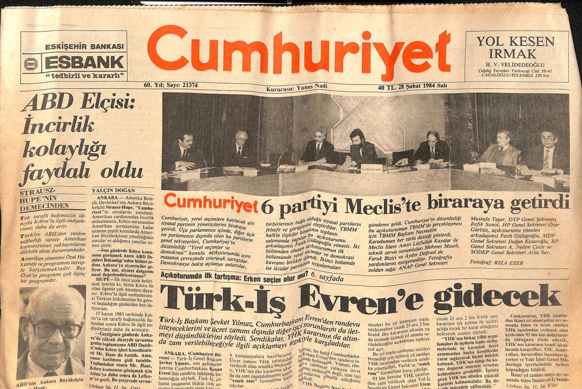 Cumhuriyet Gazetesi 28 Şubat 1984 - ABD Elçisi : İncirlik Kolaylığı Faydalı Oldu - Tıp , Depresyon Tedavisi İçin Kolları Sıvadı GZ134571 - 1