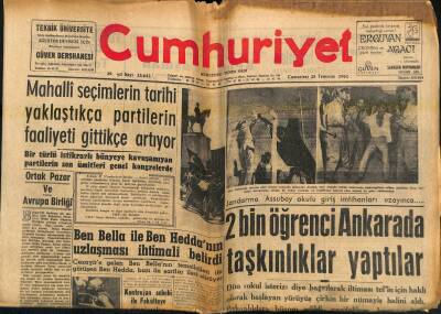 Cumhuriyet Gazetesi 28 Temmuz 1962 - 2 Bin Öğrenci Ankarada Taşkınlıklar Yaptılar - Cizrede 200 Kişi , Meydan Kavgası Yaptı GZ121314 - 1